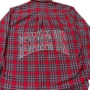Plaid Flannel Button Up Shirt Remember Win Upcycle